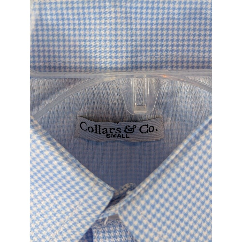 Collars & Co Blue Plaid Polo Shirt Men's Size Small - Picture 5 of 10